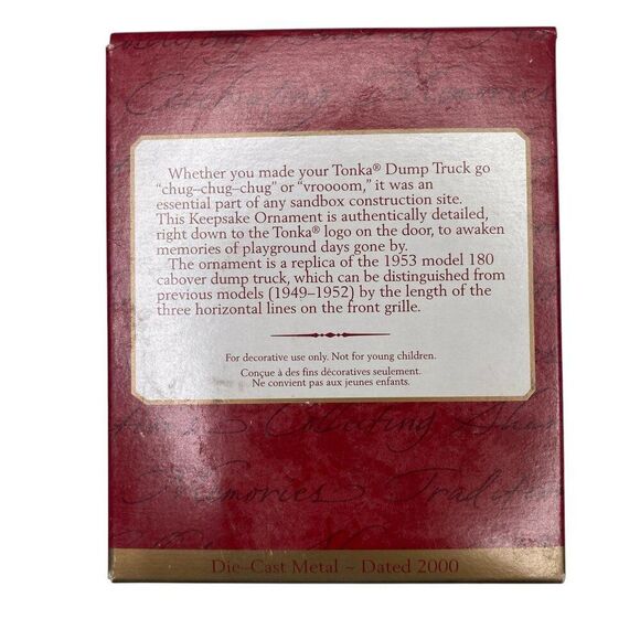 Tonka Toy Dump Truck Hallmark Keepsake Christmas Ornament Die Cast Metal 2000 - Picture 3 of 3